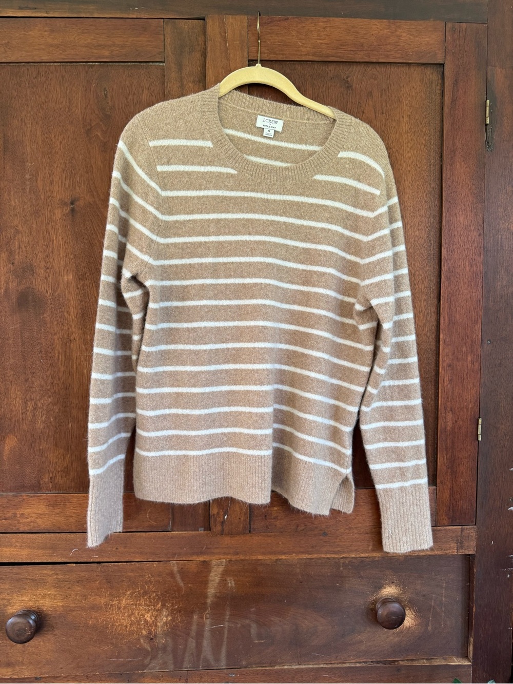 J. Crew Women’s  Striped Crewneck Sweater in Tan and White